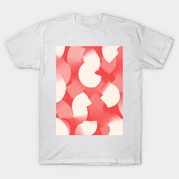 Coral and White, Abstract Wide Brush Stroke Style T-Shirt by OneThreeSix